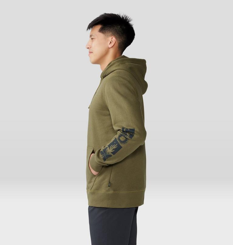 Men's Desert Check Pullover Hoody, Color: Combat Green, image 3