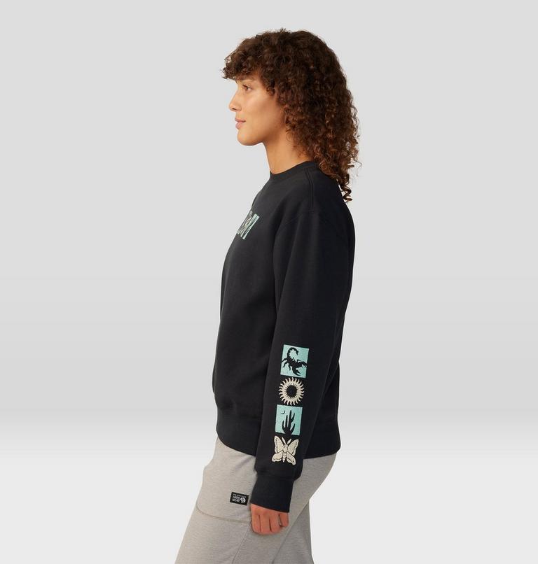 Women's Desert Check Pullover Crew, Color: Black, image 3