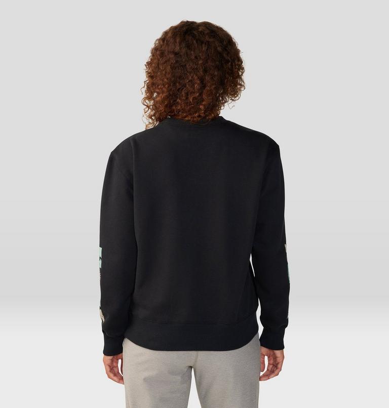 Women's Desert Check Pullover Crew, Color: Black, image 2