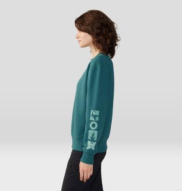 Women's Desert Check Pullover Crew, Color: Aqua Green, image 3