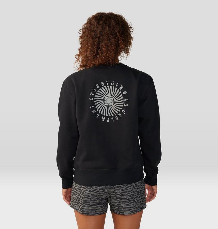 Women's Spiral Pullover Crew, Color: Black, image 2