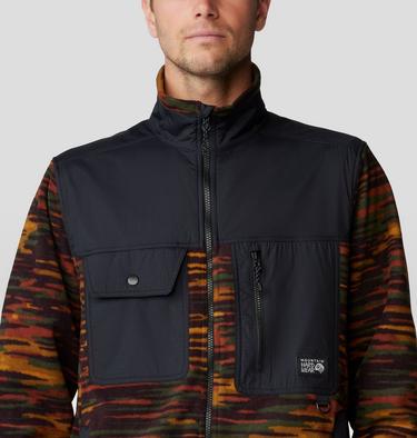 Men's First Tracks Fleece Full Zip Jacket, Color: Iron Oxide Stria Print, Black, image 8