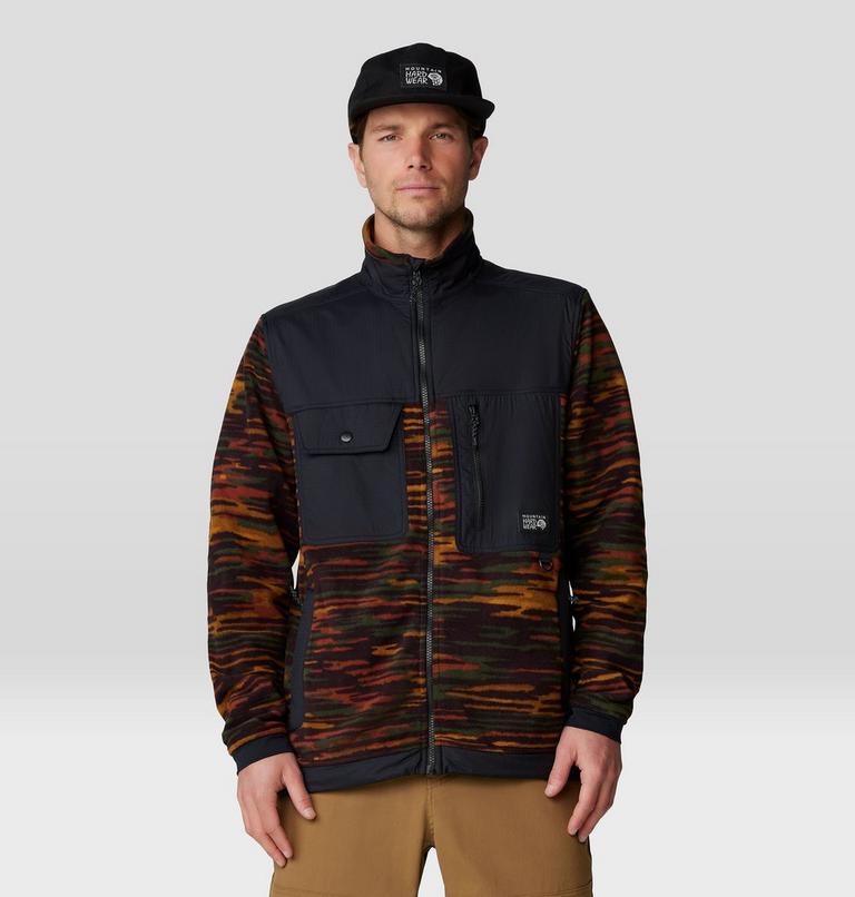 Men's First Tracks Fleece Full Zip Jacket, Color: Iron Oxide Stria Print, Black, image 5
