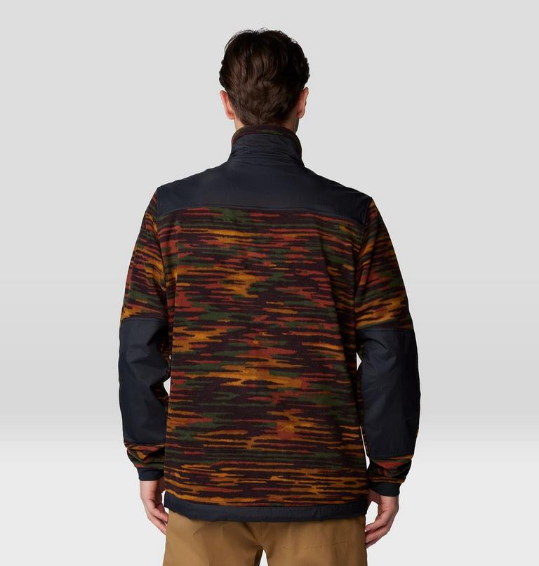 Men's First Tracks Fleece Full Zip Jacket, Color: Iron Oxide Stria Print, Black, image 2