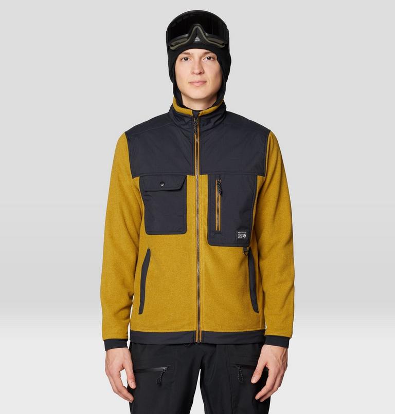 Men's First Tracks Fleece Full Zip Jacket, Color: Olive Gold Heather, Black, image 1