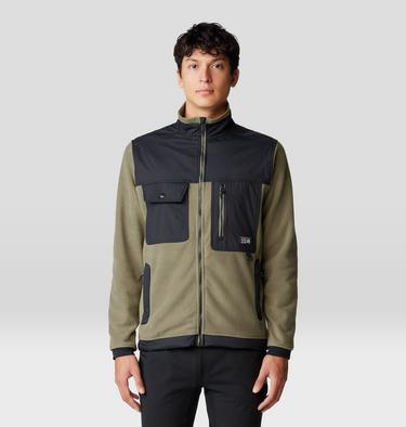 Men's First Tracks Fleece Full Zip Jacket, Color: Stone Green, Black, image 9