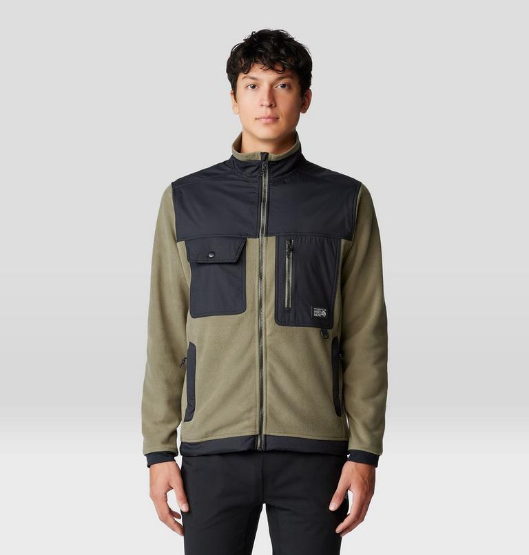 Men's First Tracks Fleece Full Zip Jacket, Color: Stone Green, Black, image 1