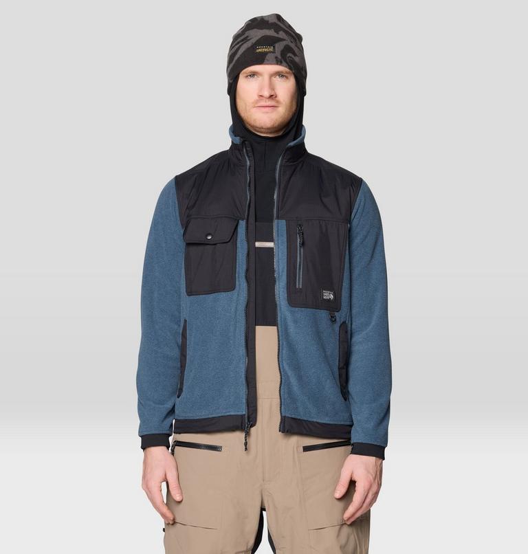 Men's First Tracks Fleece Full Zip Jacket, Color: Moon Blue Heather, Black, image 6