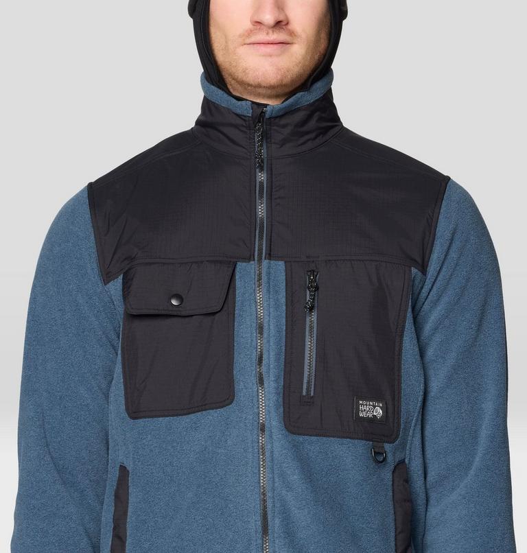 Men's First Tracks Fleece Full Zip Jacket, Color: Moon Blue Heather, Black, image 7