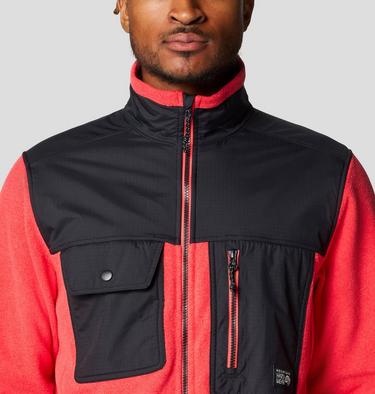 Men's First Tracks Fleece Full Zip Jacket, Color: Solar Pink Heather, Black, image 4