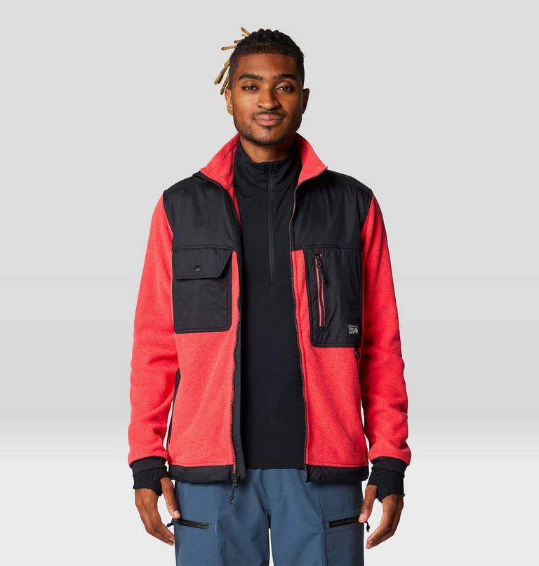 Men's First Tracks Fleece Full Zip Jacket, Color: Solar Pink Heather, Black, image 6
