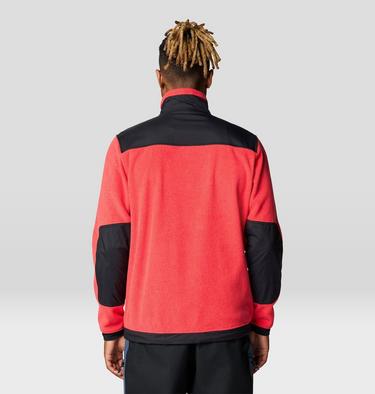 Men's First Tracks Fleece Full Zip Jacket, Color: Solar Pink Heather, Black, image 2