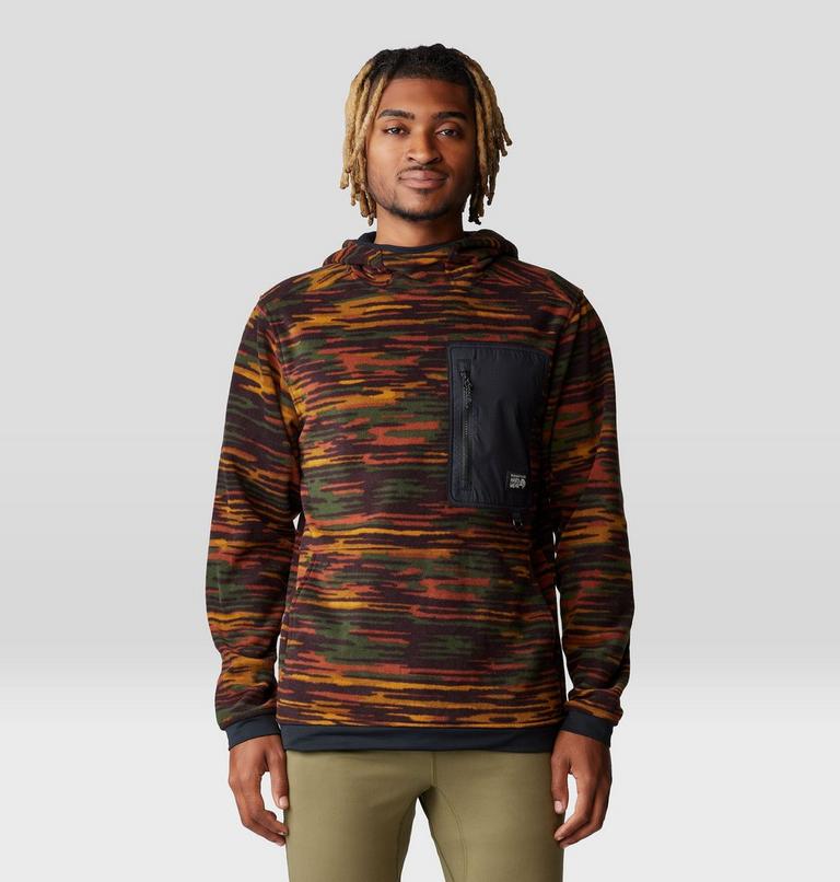 Men's First Tracks Fleece Pullover Hoody, Color: Iron Oxide Stria Print, image 1
