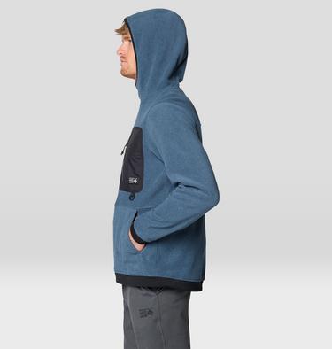 Men's First Tracks Fleece Pullover Hoody, Color: Moon Blue Heather, Black, image 4