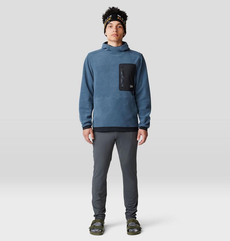 Men's First Tracks Fleece Pullover Hoody, Color: Moon Blue Heather, Black, image 8