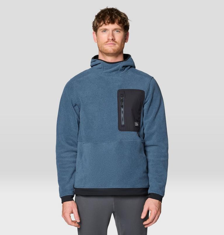 Men's First Tracks Fleece Pullover Hoody, Color: Moon Blue Heather, Black, image 1