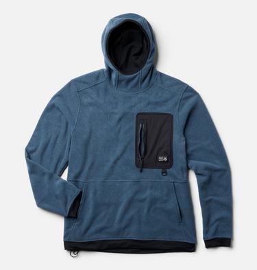 Men's First Tracks Fleece Pullover Hoody, Color: Moon Blue Heather, Black, image 2