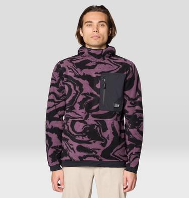 Men's First Tracks Fleece Pullover Hoody, Color: Dusty Purple Rockstrata, Black, image 9