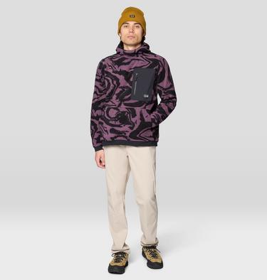 Men's First Tracks Fleece Pullover Hoody, Color: Dusty Purple Rockstrata, Black, image 10