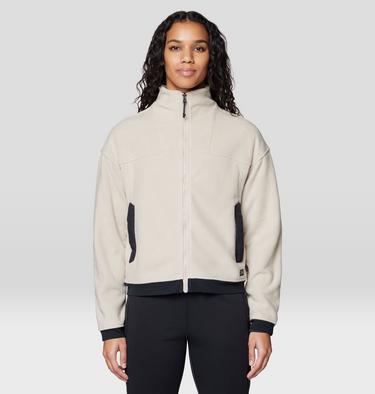Women's Powder Maven Fleece Full Zip Jacket, Color: Fossil, Black, image 9