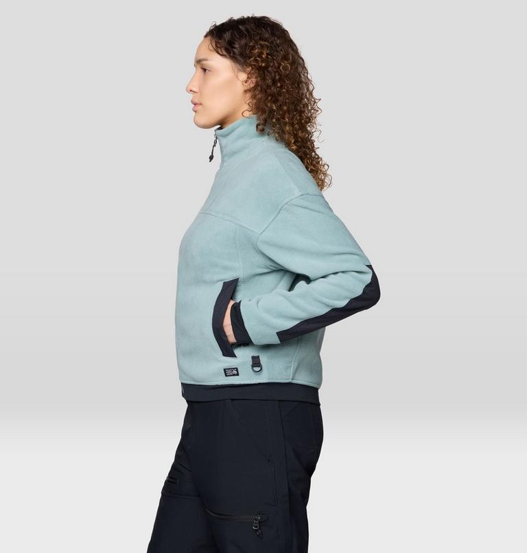 Women's Powder Maven Fleece Full Zip Jacket, Color: Blue Sage, Black, image 3