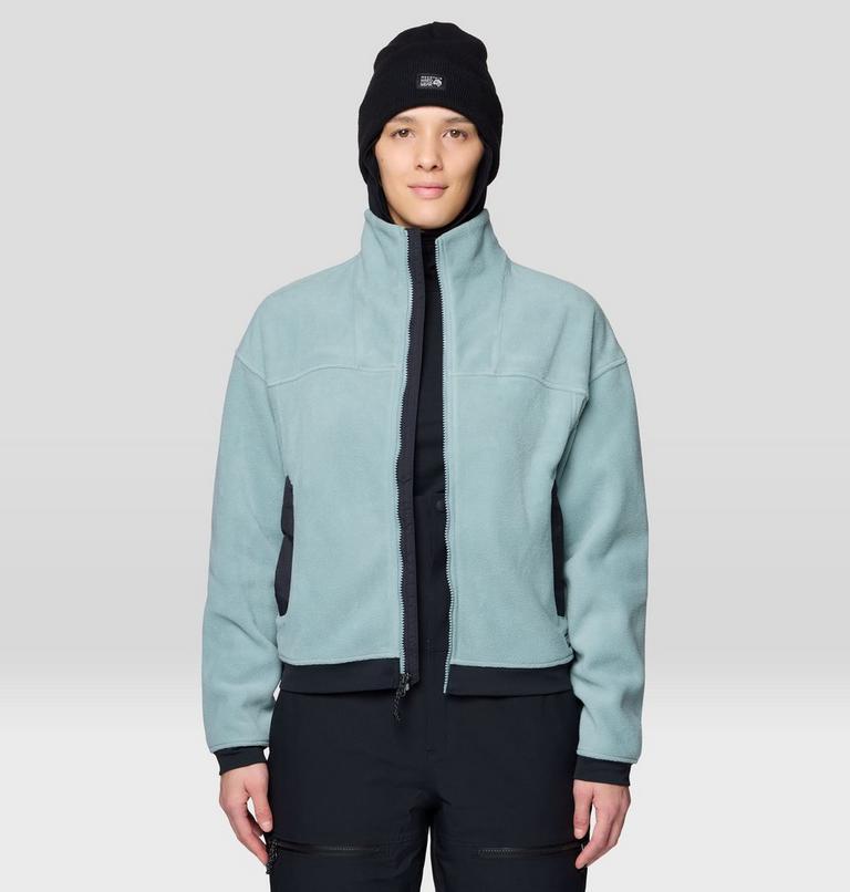 Women's Powder Maven Fleece Full Zip Jacket, Color: Blue Sage, Black, image 4