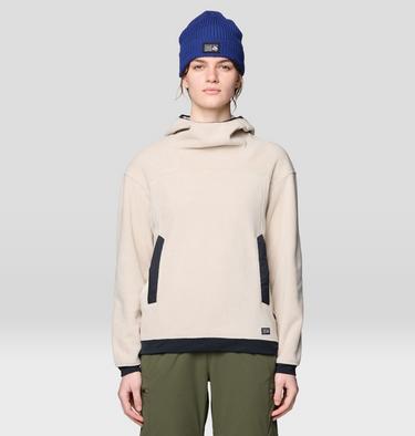 Women's Powder Maven Fleece Pullover Hoody, Color: Fossil, Black, image 3