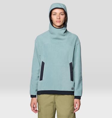 Women's Powder Maven Fleece Pullover Hoody, Color: Blue Sage, Black, image 4