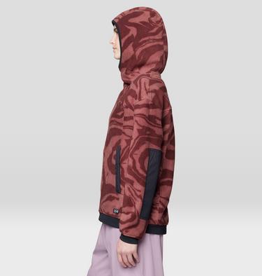 Women's Powder Maven Fleece Pullover Hoody, Color: Bourbon Brown Rockstrata, Black, image 11