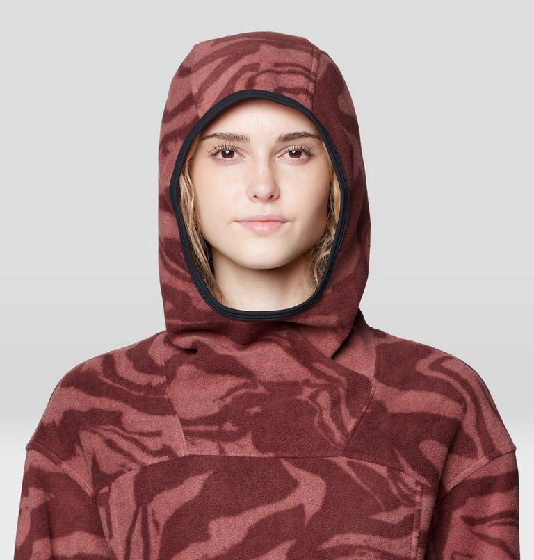 Women's Powder Maven Fleece Pullover Hoody, Color: Bourbon Brown Rockstrata, Black, image 4