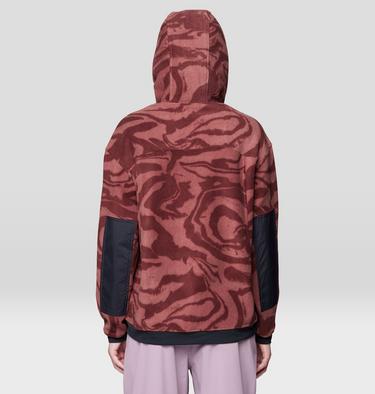 Women's Powder Maven Fleece Pullover Hoody, Color: Bourbon Brown Rockstrata, Black, image 6
