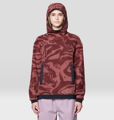 Women's Powder Maven Fleece Pullover Hoody, Color: Bourbon Brown Rockstrata, Black, image 5