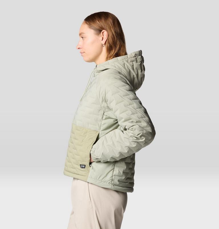 Women's Stretchdown Light Full Zip Hoody, Color: White Sage, Mantis Green, image 3