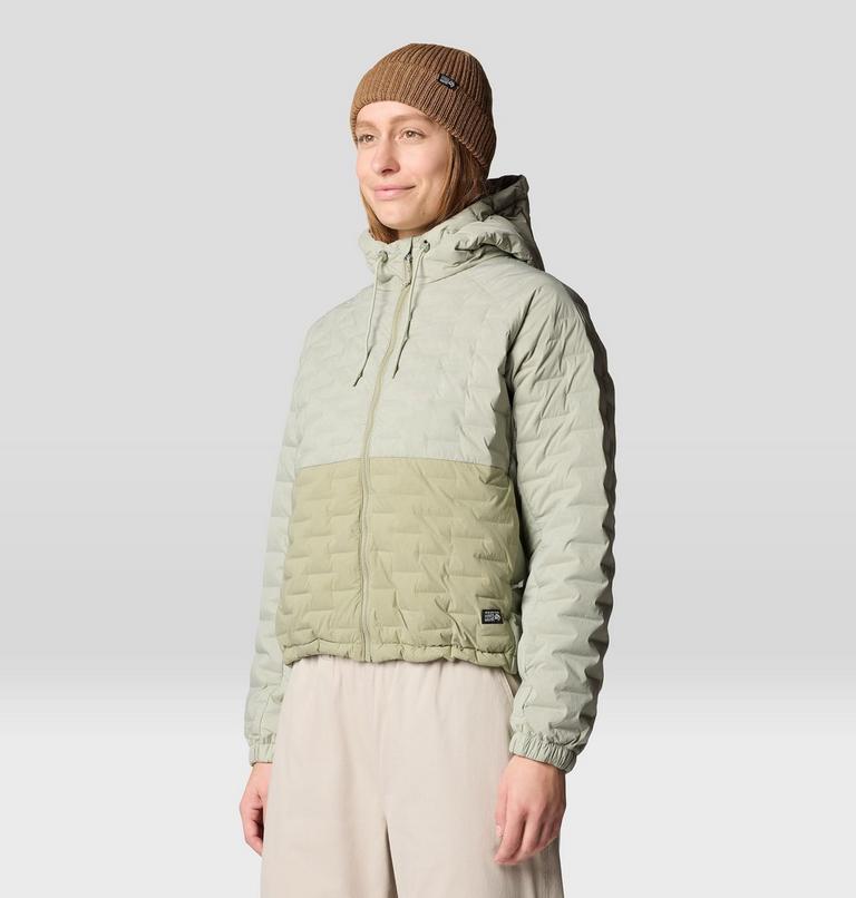 Women's Stretchdown Light Full Zip Hoody, Color: White Sage, Mantis Green, image 8