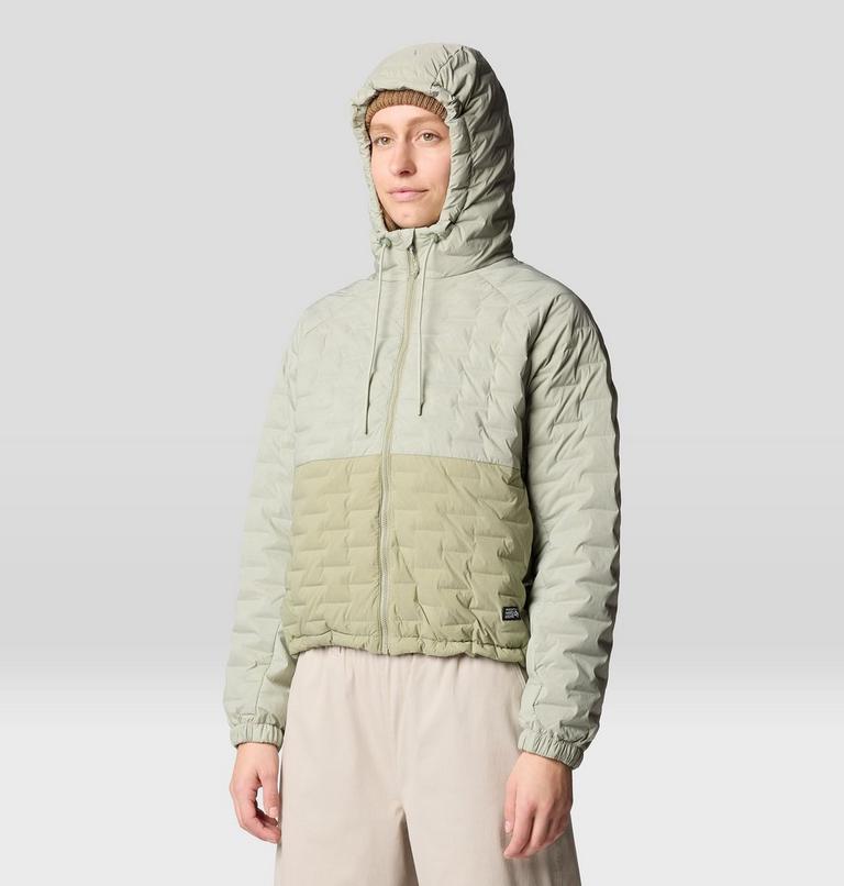 Women's Stretchdown Light Full Zip Hoody, Color: White Sage, Mantis Green, image 9