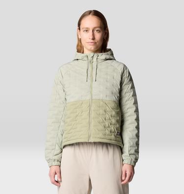 Women's Stretchdown Light Full Zip Hoody, Color: White Sage, Mantis Green, image 9