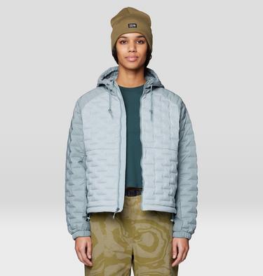 Women's Stretchdown Light Full Zip Hoody, Color: Ice Shadow, Blue Sage, image 4