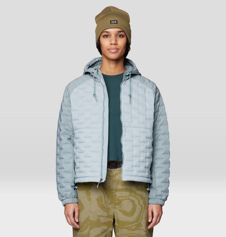 Women's Stretchdown Light Full Zip Hoody, Color: Ice Shadow, Blue Sage, image 4