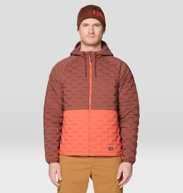 Men's Stretchdown Light Full Zip Hoody, Color: Bourbon Brown, Aspect, image 1