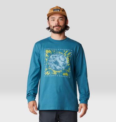 Men's Tie Dye Earth Long Sleeve, Color: Baltic Blue, image 1