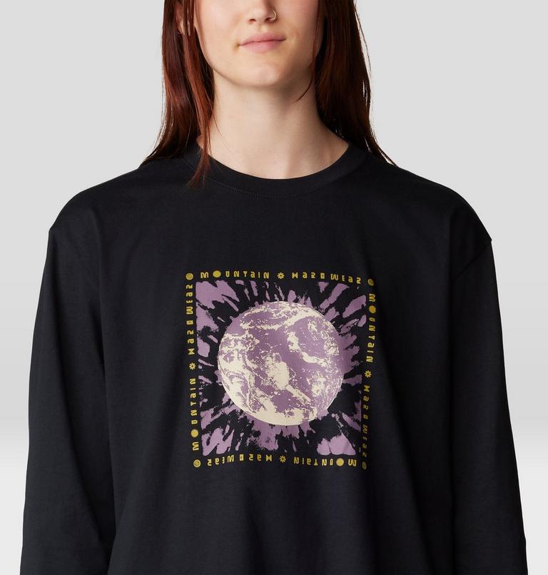 Women's Tie Dye Earth Boxy Long Sleeve, Color: Black, image 4