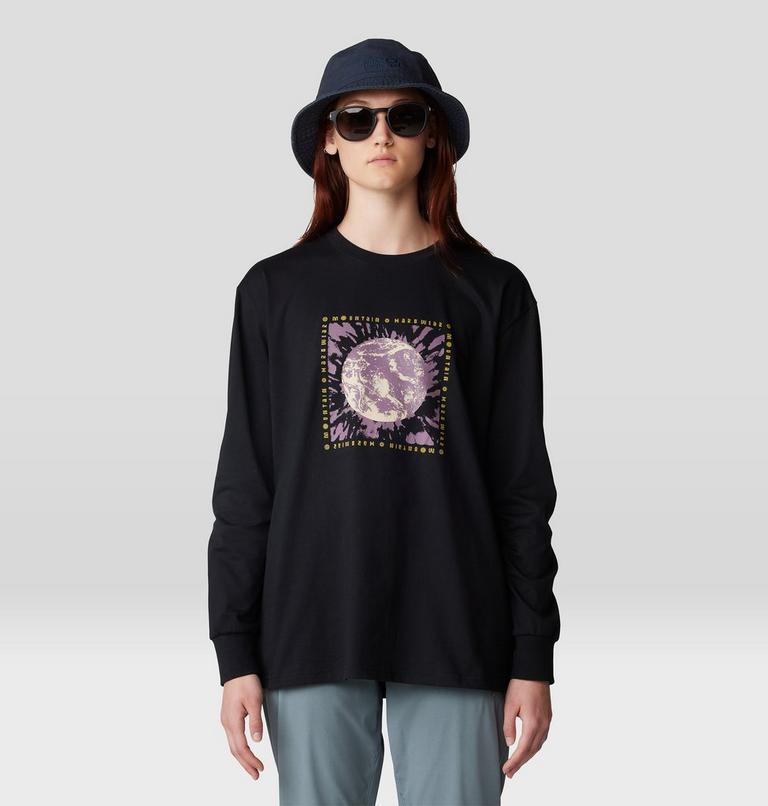 Women's Tie Dye Earth Boxy Long Sleeve, Color: Black, image 5