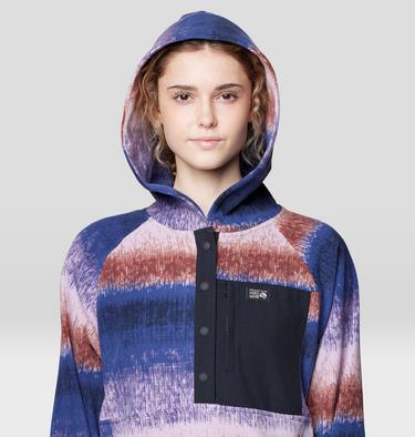 Women's Microchill Snap Neck Pullover, Color: Bourbon Brown Gradient Stripe, image 4