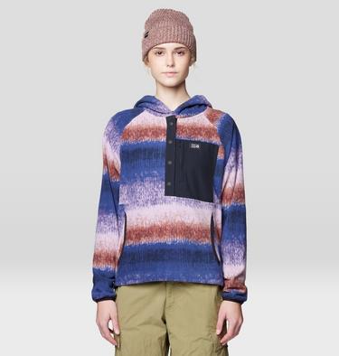 Women's Microchill Snap Neck Pullover, Color: Bourbon Brown Gradient Stripe, image 1