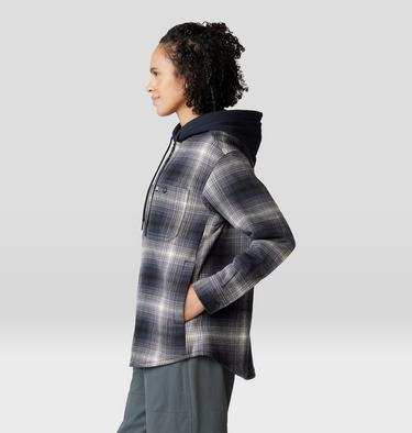 Women's Plusher Microchill Lined Shirt, Color: Black Ombre Buffalo Check, image 7