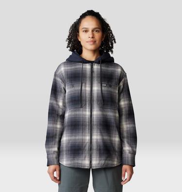 Women's Plusher Microchill Lined Shirt, Color: Black Ombre Buffalo Check, image 5