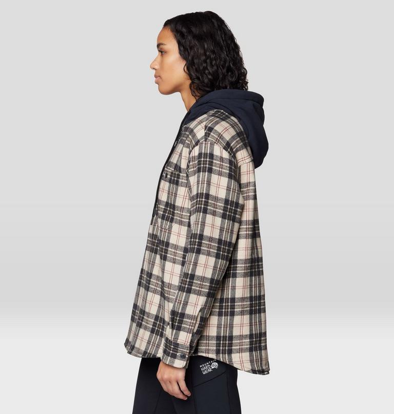 Women's Plusher Microchill Lined Shirt, Color: Fossil Tartan Plaid, image 3