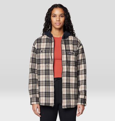 Women's Plusher Microchill Lined Shirt, Color: Fossil Tartan Plaid, image 16
