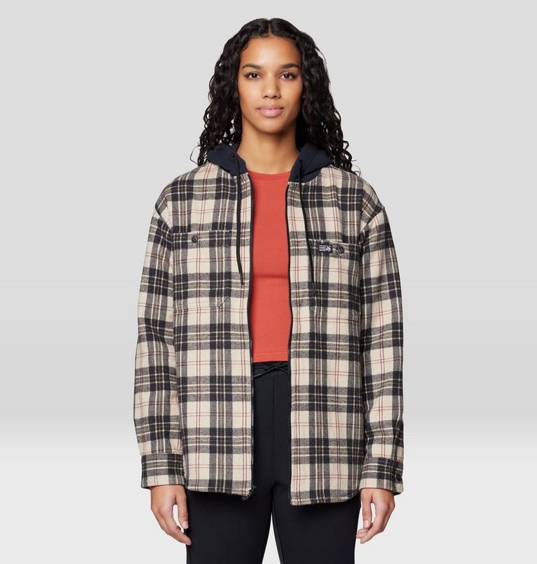 Women's Plusher Microchill Lined Shirt, Color: Fossil Tartan Plaid, image 4