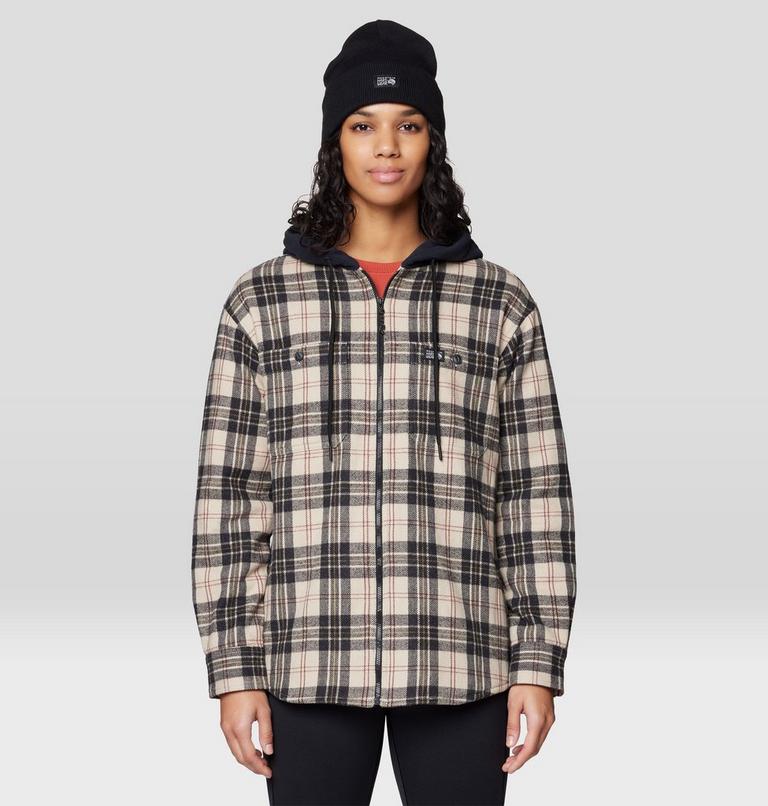 Women's Plusher Microchill Lined Shirt, Color: Fossil Tartan Plaid, image 5
